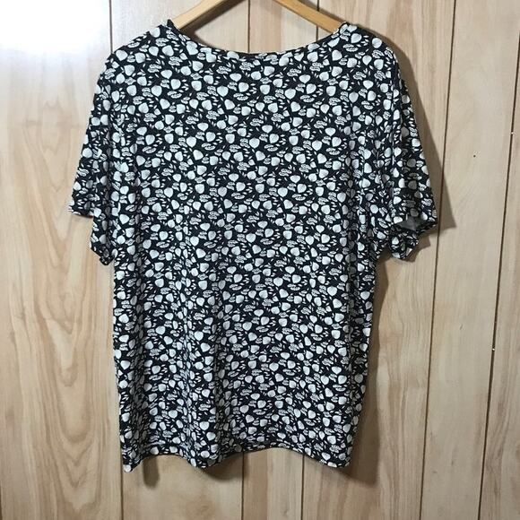 Apostrophe Brown Leaf Pattern Round Neck Short Sleeve Top 16/18W - Picture 2 of 3